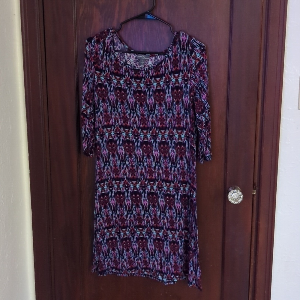 Market & Spruce Stitch Fix 3/4 Sleeve Blue & Pink Stretch Dress Size Medium